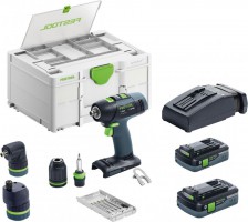 Festool 577610 T 18+3 Brushless Drill Driver with 2x 4.0Ah Batteries, Interchangable Heads, Charger & SYS3 M 187 Case £709.00